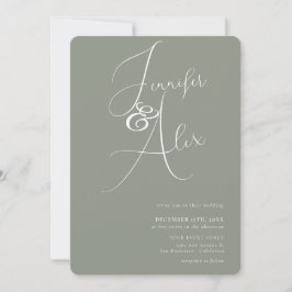 Simple Script Minimalist Photo Collage Wedding Kaart
