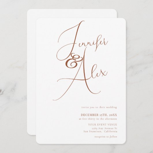 Simple Script Minimalist Photo Collage Wedding Kaart (Voorkant / Achterkant)