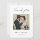 Simple Script Modern Minimalist Weduwfoto Bedankkaart (Voorkant)