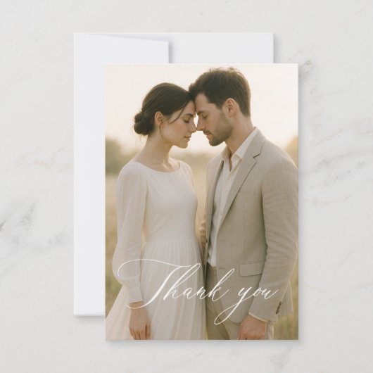 Simple Script Modern Photo Wedding Thank You Bedankkaart (Voorkant)