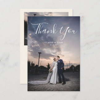 Simple Script Modern Wedding Photo Bedankkaart