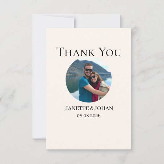Simple Script Modern Wedding Photo Thank You Card Bedankkaart (Voorkant)