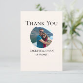 Simple Script Modern Wedding Photo Thank You Card Bedankkaart (Staand voorkant)