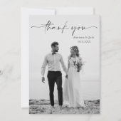 Simple Script Modern Wedding Photo Thank You Card Bedankkaart (Voorkant)