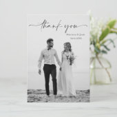 Simple Script Modern Wedding Photo Thank You Card Bedankkaart (Staand voorkant)