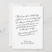 Simple Script Modern Wedding Photo Thank You Card Bedankkaart (Achterkant)