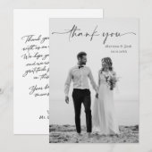 Simple Script Modern Wedding Photo Thank You Card Bedankkaart (Voorkant / Achterkant)