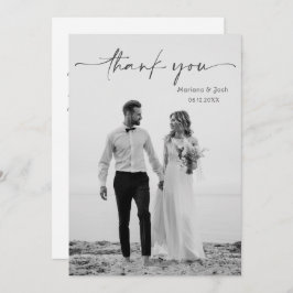 Simple Script Modern Wedding Photo Thank You Card Bedankkaart