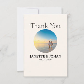 Simple Script Modern Wedding Photo Thank You Card Bedankkaart