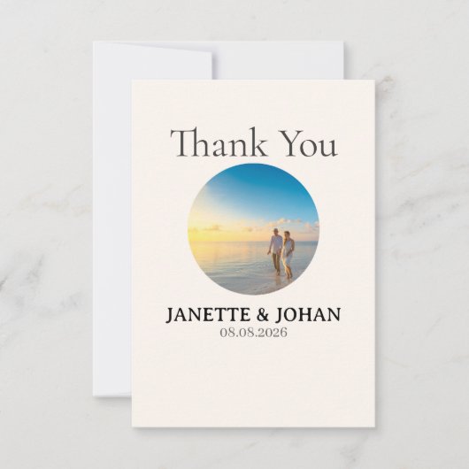 Simple Script Modern Wedding Photo Thank You Card Bedankkaart (Voorkant)