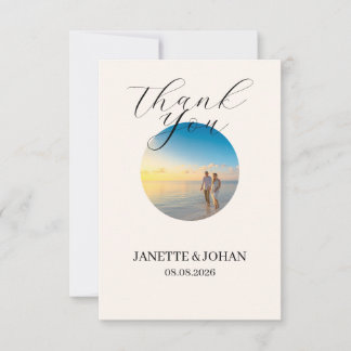 Simple Script Modern Wedding Photo Thank You Card Bedankkaart