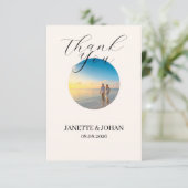 Simple Script Modern Wedding Photo Thank You Card Bedankkaart (Staand voorkant)