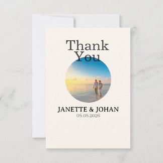 Simple Script Modern Wedding Photo Thank You Card Bedankkaart