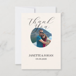 Simple Script Modern Wedding Photo Thank You Card Bedankkaart