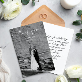 Simple Script Modern Wedding Photo Thank You Card Bedankkaart