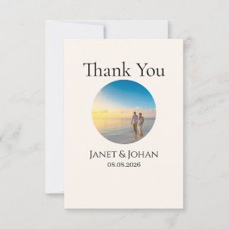 Simple Script Modern Wedding Photo Thank You Card Bedankkaart