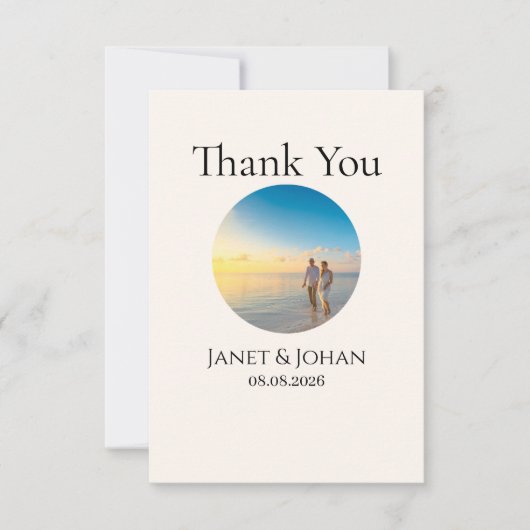 Simple Script Modern Wedding Photo Thank You Card Bedankkaart (Voorkant)