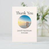 Simple Script Modern Wedding Photo Thank You Card Bedankkaart (Staand voorkant)