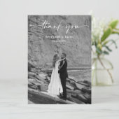 Simple Script Modern Wedding Photo Thank You Card Bedankkaart (Staand voorkant)