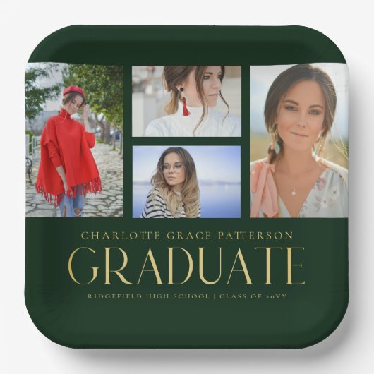 Simple Script Multi Photo Afstudeerder Graduparty Papieren Bordje (Voorkant)