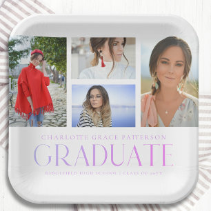 Simple Script Multi Photo Afstudeerder Graduparty Papieren Bordje