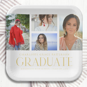 Simple Script Multi Photo Afstudeerder Graduparty Papieren Bordje