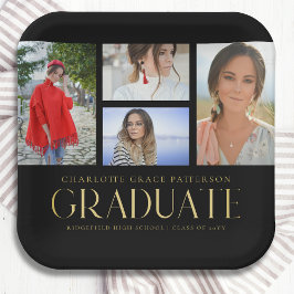 Simple Script Multi Photo Afstudeerder Graduparty Papieren Bordje