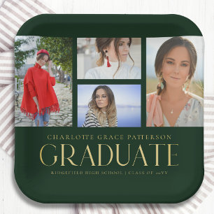 Simple Script Multi Photo Afstudeerder Graduparty Papieren Bordje