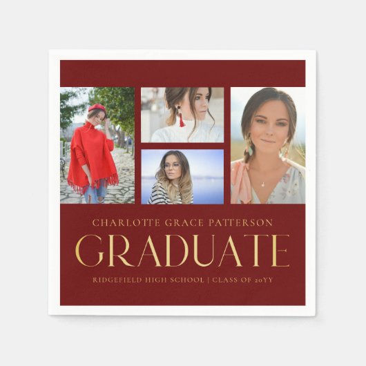 Simple Script Multi Photo Afstudeerder Graduparty Servet (Voorkant)