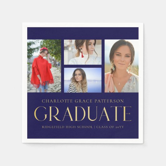 Simple Script Multi Photo Afstudeerder Graduparty Servet (Voorkant)