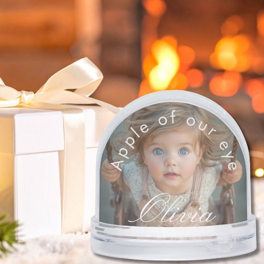 Simple Script Name 2 Photos Cute Personalized Sneeuwbol