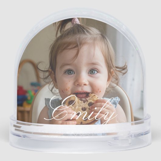 Simple Script Name and Personalized Photo Sneeuwbol (Achterkant)