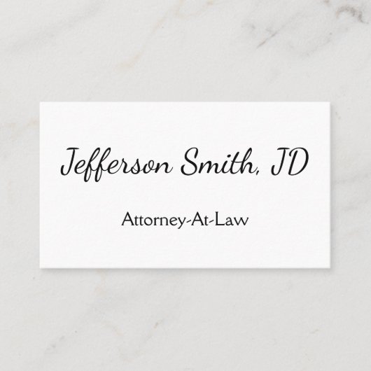 Simple, Script Name Attorney-At-Law Business Card Visitekaartje (Voorkant)
