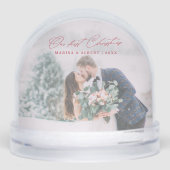 Simple Script Our First Christmas Wedding Photo Sneeuwbol (Voorkant)