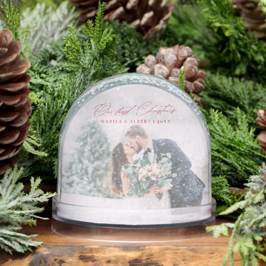 Simple Script Our First Christmas Wedding Photo Sneeuwbol (Winter)
