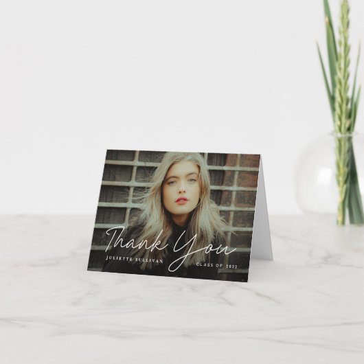 Simple Script Photo Afstuderen Bedankkaart (Voorkant)