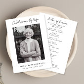 Simple Script Photo Celebration of Life Program Programmakaart