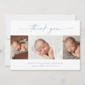 Simple Script Photo Collage Baby Bedankkaart (Voorkant)