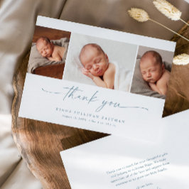 Simple Script Photo Collage Baby Bedankkaart