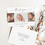 Simple Script Photo Collage Baby Bedankkaart<br><div class="desc">Eenvoudige Baby van de Foto van het Manuscript Collage Dank u kaart. Op de achterzijde staat een boodschap met dank dat je je kunt personaliseren of verwijderen als je je dank liever wilt schrijven.</div>