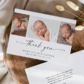 Simple Script Photo Collage Baby Bedankkaart