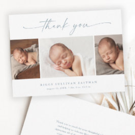Simple Script Photo Collage Baby Bedankkaart