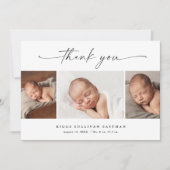 Simple Script Photo Collage Baby Bedankkaart (Voorkant)