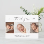 Simple Script Photo Collage Baby Bedankkaart (Staand voorkant)