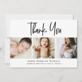 Simple Script Photo Collage Baby Bedankkaart (Voorkant)
