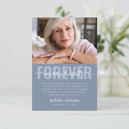 Simple Script Photo Funeral Bedankkaart (Staand voorkant)