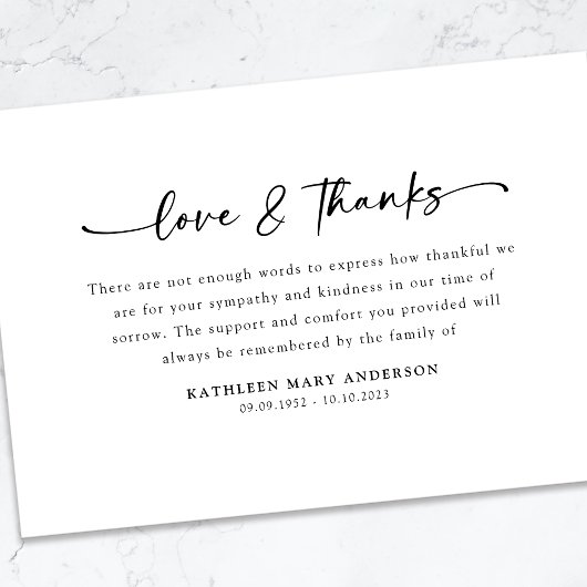 Simple Script Photo Funeral Bedankkaart