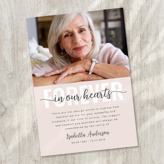 Simple Script Photo Funeral Bedankkaart