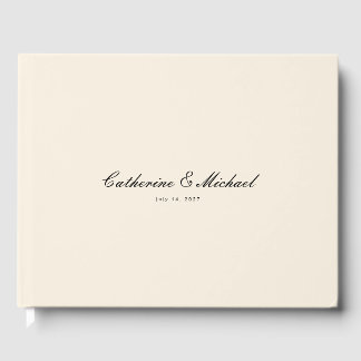 Simple Script Pretty Cream Wedding Guest Book Gastenboek