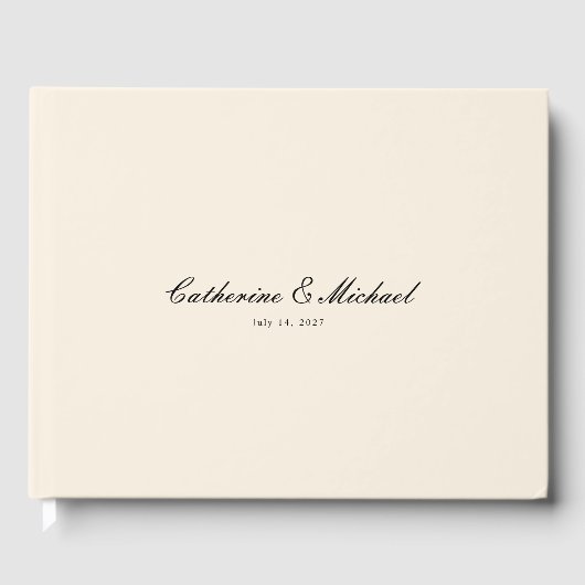 Simple Script Pretty Cream Wedding Guest Book Gastenboek (Voorkant)